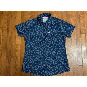 DIXXON Science Short Sleeve Button Up Shirt Geometric Triangles Womens Size L